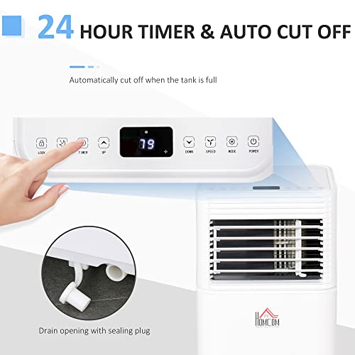 Homcom 10000 Btu Mobile Portable Air Conditioner For Cooling, Dehumidifier, And Ventilating With Remote Control, For Home Office, White #TOP6