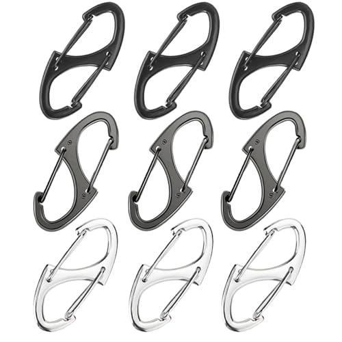 9Pcs Zipper Clip Theft Deterrent, Double Opening Lock Zipper Pull Replacement Clips, Small Carabiner Clips for Bag Luggage Pickpocket Backpack Purse Traveling Camping Suitcase