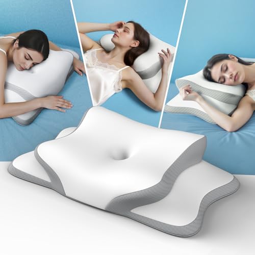 Pliera Nackenkissen Kopfkissen, Memory Foam Kissen. Nackenstützkissen, Ergonomisches Kopfkissen. Pillow Kissen für Seiten, Rücken & Bauchschläfer...