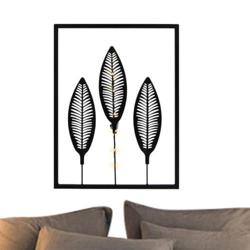 Decoración artística de metal de 40 x 30 cm: aplique LED negro de pared