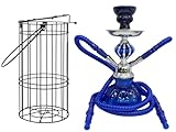Zebra Smoke Pumpkin Glass Hookah Shisha Single Hose Hookah Complete Kit Hookah Set with Shisha Accessories Portable Travle Cage Blue
