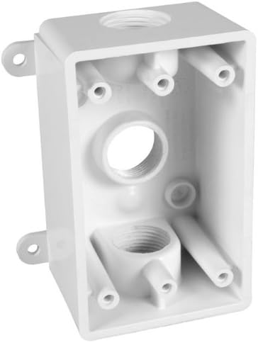 BELL PSB37550WH Single-Gang Weatherproof Box Three 1/2 in. or 3/4 in. Threaded Outlets, 2 in, White