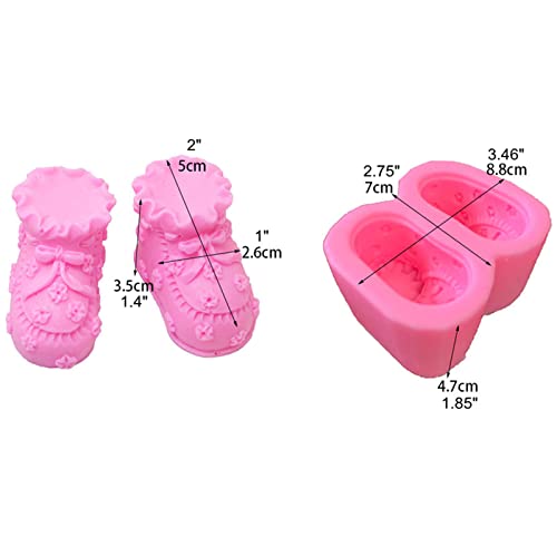 3D Baby Shoes Silicone Fondant Mold, Baby Shower Silicone Mould For Soap, Candle,Chocolate, Candy, Cake Decorating, Baking, Polymer Clay #TOP1
