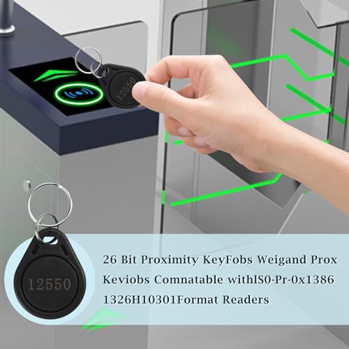 Image of 50 pcs 26 Bit Key Fobs Black RFID Keyfobs Writable Proximity Fob 125kHz Prox Cards Compatable with ISOProx 1386 1326 1346 H10301 Format Readers, Works with Vast Majority of Access Control Systems