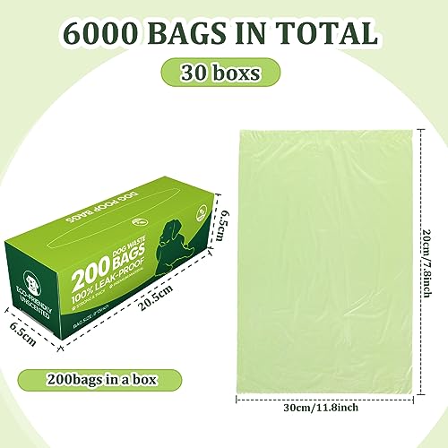 Image of Harloon 6000 Counts Dog Poop Waste Bags Bulk, 30 Rolls Pet Waste Bags, Extra Thick Strong Leak Proof, for Walking, Travel, Park, Puppy Cleanup,Universal Doggy Rolls Waste-Box(Green,12 x 8 Inches)
