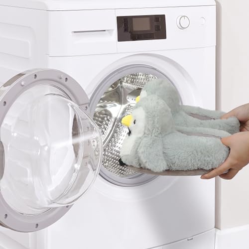 Image of Cute Women Penguin Animal Slippers Fluffy Warm Plush House Shoes Novelty Soft Slippers Cartoon Gifts for Birthday Christmas