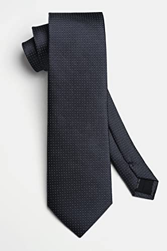 Image of HISDERN Plaid Ties for Men Classic Checkered Tie and Pocket Square Cufflinks Tie Clip Set Woven Men's Necktie Business