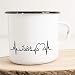 Produktbild HUURAA! Emaille Tasse Juist Herzschlag Puls Geschenk Idee 300ml Retro Camping-Becher Vintage Kaffeetasse Kaffee-Becher Weiß Nordsee Insel