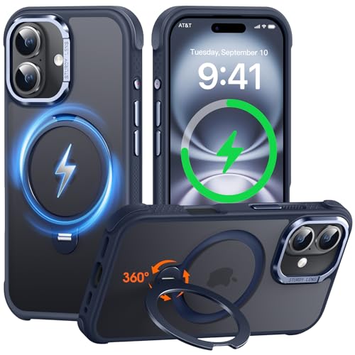 Coque iPhone 16 antichoc avec anneau rotatif pour visionner vos vidéos partout