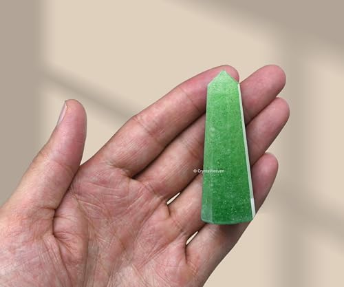 Image of Crystal Heaven Certified Green Strawberry Quartz Tower Obelisk Point For Chakra, Healing And Balancing - Aaa Grade Original Certified Gemstone Agate For Reiki Meditation Yoga Spiritual (2-3 Inches)