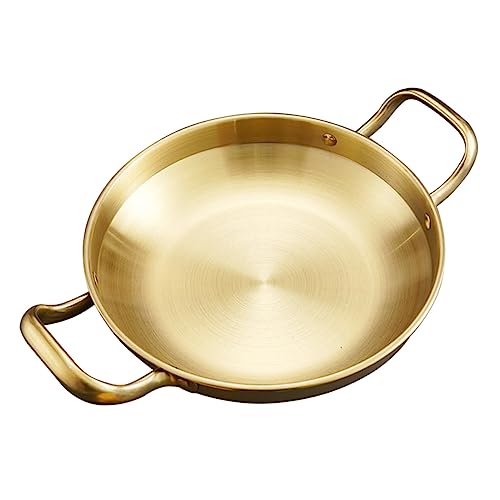 OFFSCH Alcohol Pot Korean Style Griddle Double Ear Pan Stainless Steel Ramen Noodles