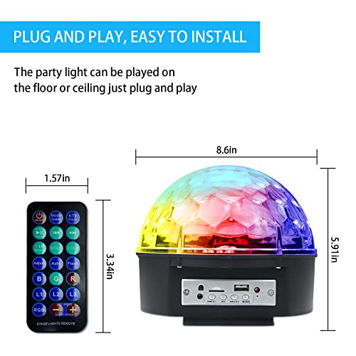 Bluetooth Speaker 8.6-Inch Crystal Super Led Strobe Bulb Multi Changing Color Crystal Stage Light, Wireless Speaker With Party Dance Light Aux Input Tf Card Music Player Magic Ball #TOP5