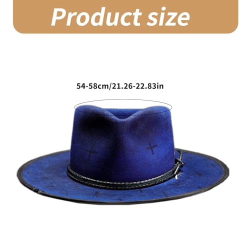 Top Hat, Wool Hat with Blue Belt Decoration Comfortable Felted Hats Youth Fashion Hats for Both Men and Women4