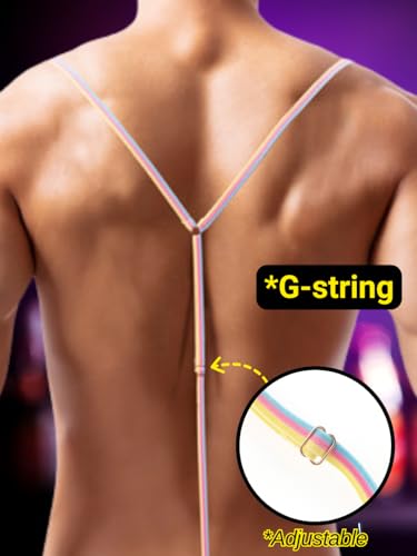 Kaei&Shi Sexy Mens Underwear,Exotic Colorful Straps Man Lingerie Thong,Detachable Bulge Pouch Jockstrap Mankini4