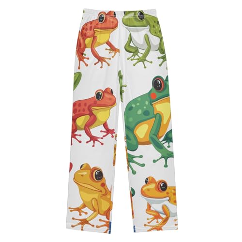 ZZXXB Frog Colorful Pattern Boys Long Pants Soft Trousers Elastic Waist Kids Lounge Bottoms with Pockets S-XL