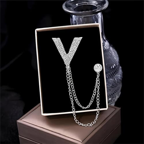 Image of 2PCS Crystal Hanging Chain Brooch Suit Pin for Men Women Vintage Crown Cross Star Diamond Broochs Gold and Silver Wedding Brooch for Clothes Dress Hats Bags Accessory