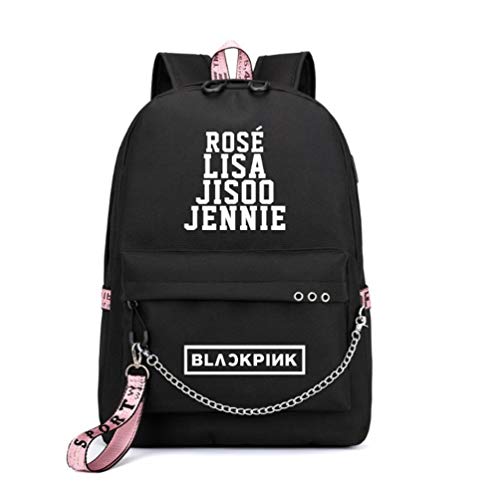 WYCY Blackpink Mochila Escolar de Moda Unisex con Puerto de Carga USB y línea de Audio