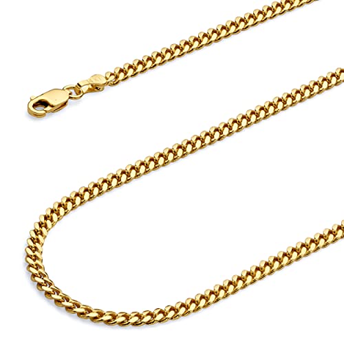 Wellingsale 14K Solid Gold Miami Cuban Link Curb Chains (Select Options)