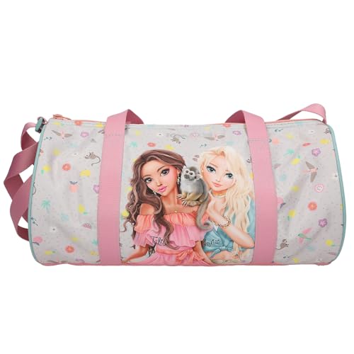 Depesche 13122 TOPModel Juicy - Bolsa de Deporte en Gris Claro, con diseño de Modelo y patrón Colorido, Bolso con Correa Ajustable, Rosa., Mittelgroße, Casual