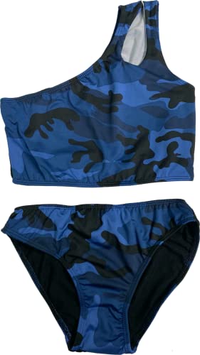 Image of Cheryl Creations Kids Girl's Black Cute & Comfortable Two Piece One Shoulder Bathing Suit Bikini | Swimsuit