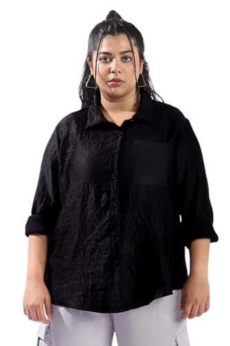Image of High Star Women Plus Size Boxy Fit Spread Collar Long Sleeves Shirt