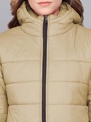 Image of KOTTY Women's Full Sleeve Zipper Fur Hooded Neck Puffer Jacket