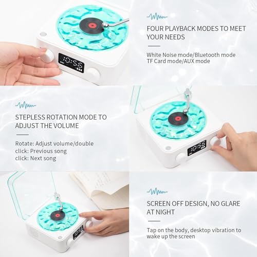 Image of CPENSUS Retro-Style Wireless Waves Bluetooth Speaker, Aqua Vinyl Speaker, The Waves Vinyl Player with Ambience Light and Clock for Bedroom, Office, Party, 5 Watts Output
