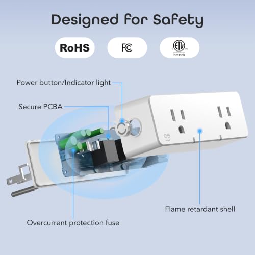 Image of Geeni Switch Duo Double Smart Plug, 2.4 GHz Wi-Fi, No Hub, White, 2 Outlets | Outlets compatible with Alexa & Google Home, no hub required