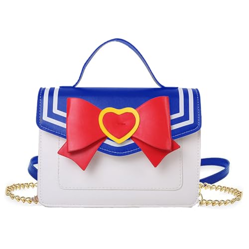 Small Crossbody Bag Bow Handbags Wallet Purse Anime Cosplay Shoulder Bag Messenger Satchel Tote for Women Girls (Blue)