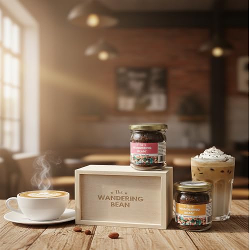Image of The Wandering Bean Coffee Hamper Best Birthday Gift -Set of 2 Assorted Coffees (Choose 2 Flavors of Your Choice) Gift Festive, Best Gift Hamper 40g X 2 Jars) Gift Festive, Best Gift Hamper
