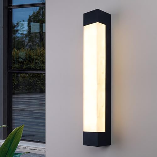 Image of Applique Murale D'Extérieur Classique En Albâtre - Applique En Acier Inoxydable Étanche Ip65 Pour Jardin, Porche, Patio Et Balcon (60 Cm)/90 cm