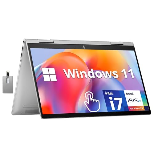 HP Envy x360 2-in-1 14' FHD Touchscreen Laptop, Intel i7-1355U, 16GB RAM, 2TB SSD, Backlit Keyboard, 5MP Camera, Fingerprint Reader, Wi-Fi 6E, Win 11, Silver, 32GB Hotface USB Card