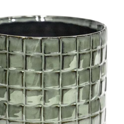 Ivyline Tarah Textured Glaze Planter in Sage - Durable and Stylish - Decorative Contemporary Indoor Ceramic Houseplant Flower Pot - H11cm x D10cm - Image 3