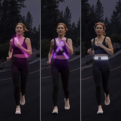 Illumiseen LED Belt 2.0 – Illuminating & Reflective Running Gear - with 8 Bright LED Colors, Perfect Running Lights for Runners, for Walking or Cycling at Night - Waterproof & USB Chargeable Battery