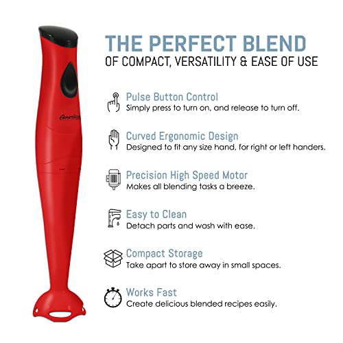 Elite Gourmet EHB-2425R Electric Immersion, Mixer, Chopper, 1-Touch Control Hand Blender thumb #2