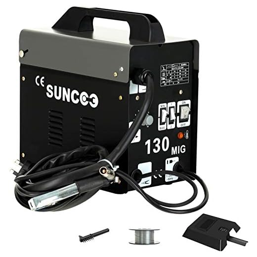 SUNCOO 130 MIG Welder Flux Core Wire Automatic Feed No Gas Little Welder Portable Welding Machine 110 Volt with Brush, Black