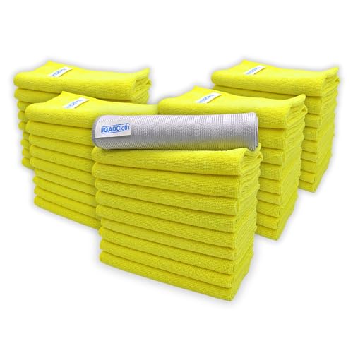 IGAD IGADCloth 50 Yellow Microfibre Cleaning Cloths 40x40cm + 1 free glass cloth, Durable Cleaning Cloths for a Pristine Clean, Ideal Microfiber Cloth for all Surfaces