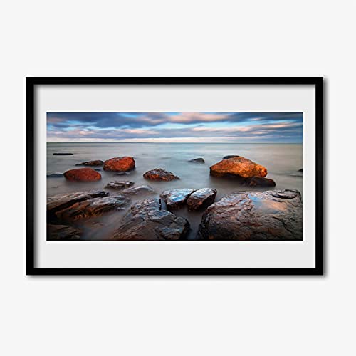 Tableau mural haut de gamme en MDF avec affiche encadrée 60x40 cm paysages de pierres de mer