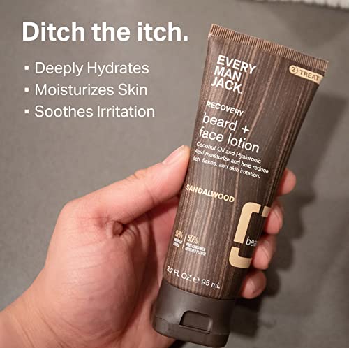 Every Man Jack Mens Sandalwood Beard Set- Perfect For Every Guy - Full-Sized Grooming Essentials - Beard + Face Wash, Recovery Beard + Face Lotion, Hydrating Beard Oil, Beard Butter, And Beard Comb #TOP2