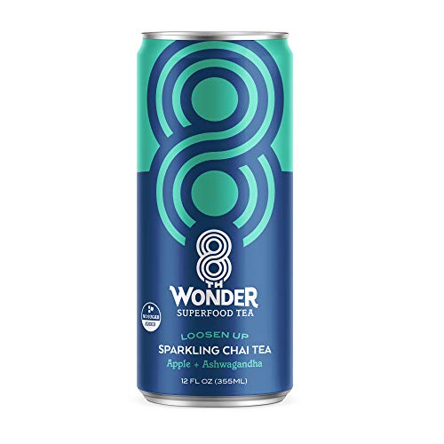 8th Wonder Sparkling Superfood Tea - Loosen Up - Sparkling Chai Tea with Ashwagandha and Apple Sparkling Water + Tea, Botanicals & Adaptogens