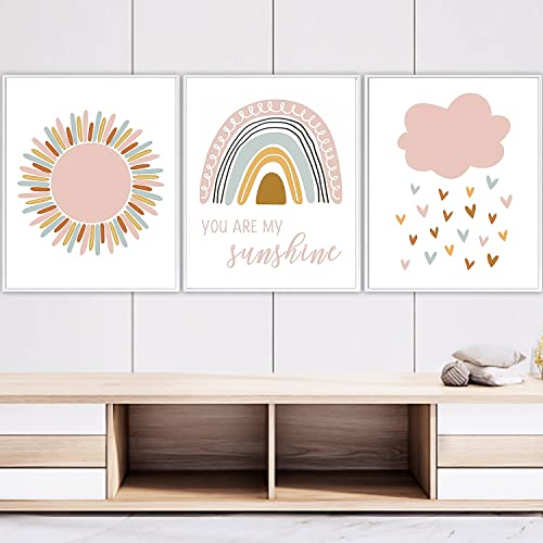 Lucywey Lot de 3 posters pour chambre d'enfant, décoration de chambre d'enfant, motif nuages arc-en-ciel, images murales pour garçons, filles, salon, chambre à coucher, décoration murale