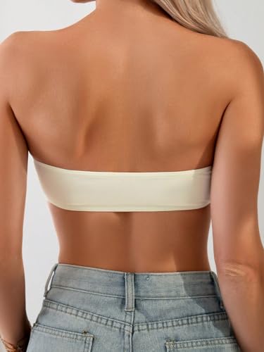 Milumia Women's 2 Pack Bandeau Bikini Top 3D Flower Strapless Bathing Suit Tops Swimwear4