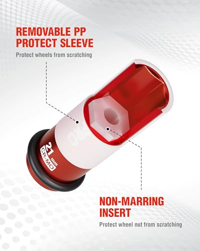 Image of WORKPRO 1 /2 inch Drive Lug Nut Impact Duty Socket, 21mm Deep Thin Wall Socket, Made of Premium Cr-Mo Steel, Non-Marring Lug Nut Wheel Sockets for Car