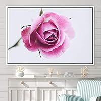 Framed Canvas Wall Art Pink Flower Snapshot Closeup Floral Multicolor Pastel Photography Relax/Calm Romantics Single - 16x24 inches