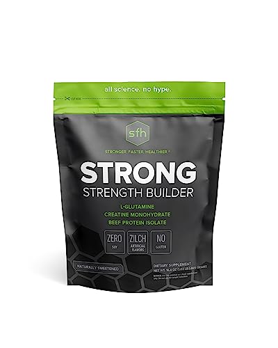 SFH Strong Muscle Builder Creatine Glutamine & Serum Beef Protein for Lean Muscle Growth & Strength | Keto Creatine Workout Supplements for Men & Women | Free of Gluten Sugar Soy GMO (1.19lb Bag)