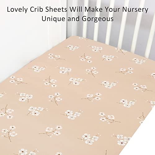 Caruili Baby Girl Crib Sheets 2 Pack, Fitted Crib Sheet Girl For Standard Crib And Toddler Bed Mattress, Soft Breathable Jersey Cotton Toddler Bed Sheet Set, Vintage Floral & Butterfly #TOP4