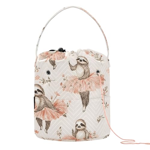 Yarn Storage Bag Small Crochet Bag Knitting Bag Organizer Dancing Sloth Yarn Bags for Crocheting Basket