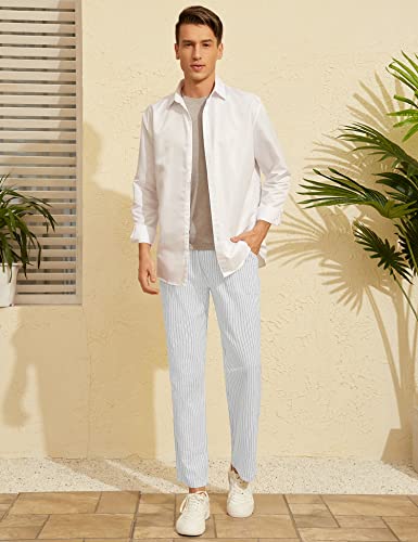 Image of iWoo Linen Pants Men Casual 2025 Summer Beach Elastic Drawstring Waist Yoga Pants Travel Baggy Work Pant Pajama