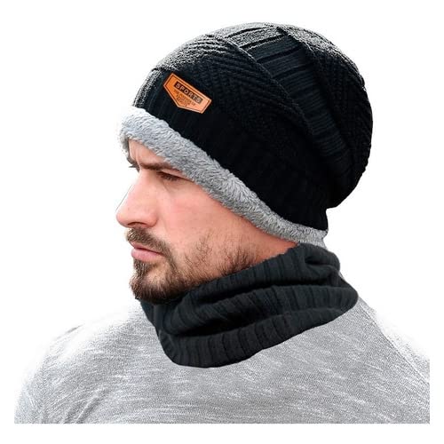 Touca De Lã Forrada Masculino Adulto Gorro de Frio Lã Masculino Forrada Pelinho Estilosa PRETO