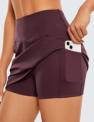 CRZ YOGA Saia feminina de golfe com bolsos de zíper, elástica, leve, casual, atlética, corrida, Russ